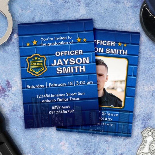 Invitation Police Graduation Party with Photo (Créateur téléchargé)