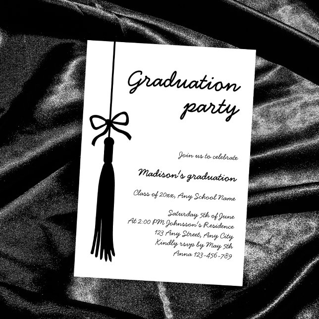 Invitation Police manuscrite Coquette Bow 2025 Graduation (Coquette Bow Handwritten Font 2025 Graduation Invitation)