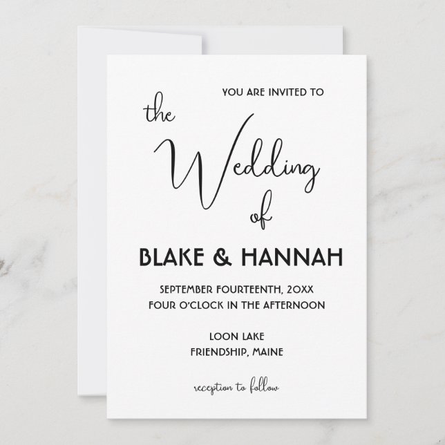 Invitation Police manuscrite du Mariage Boho mini mou (Devant)