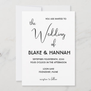 Invitation Police manuscrite du Mariage Boho mini mou