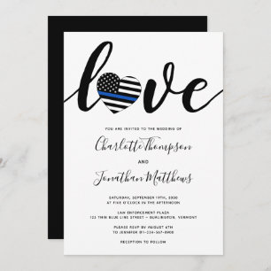 Invitation Police Mince Ligne bleue Mariage de l'application 