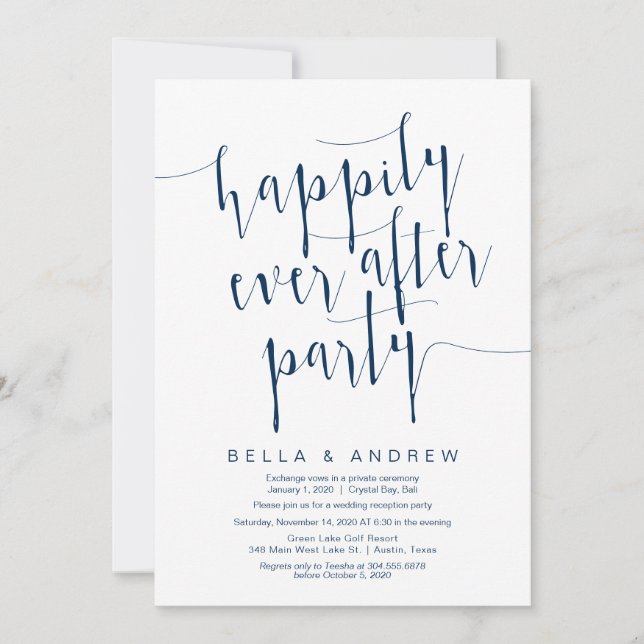 Invitation Police moderne bleu marine modifiable, Mariage fui (Devant)