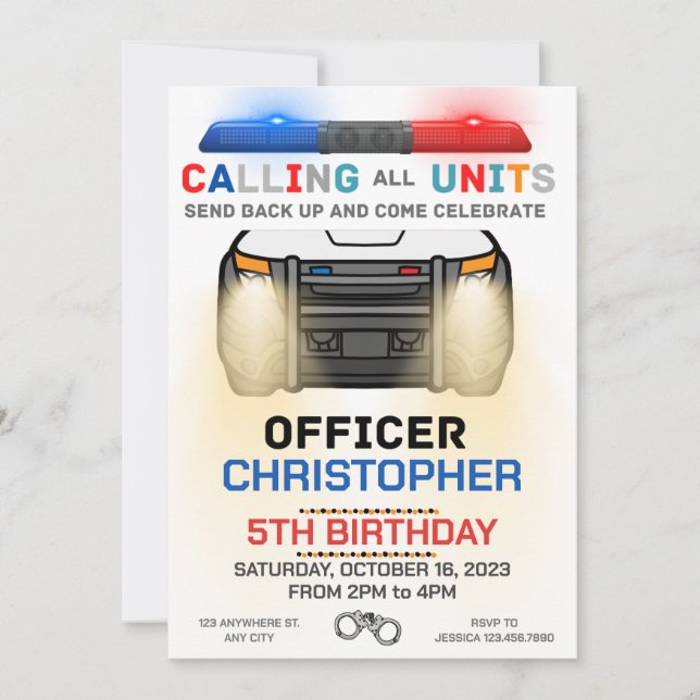 Invitation Police Officier Police Parti Anniversaire (Devant)
