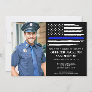Invitation Police Photo Graduation Ligne bleue Application de