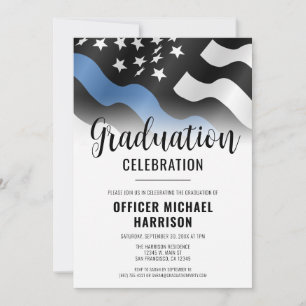 Invitation Police Police Police Graduation Party Ligne bleue