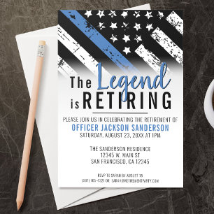 Invitation Police Retraite Ligne bleue Drapeau Application de