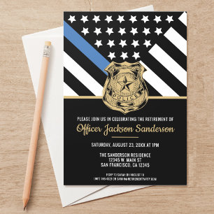 Invitation Police Retraite Ligne bleue Drapeau Application de