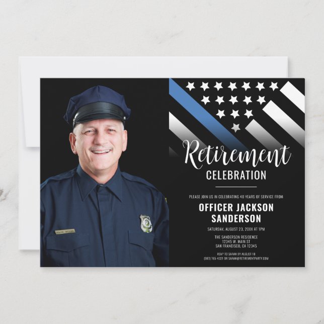 Invitation Police Retraite Ligne bleue Police Application de  (Devant)