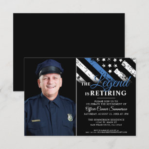 Invitation Police Retraite Party Mince ligne bleue