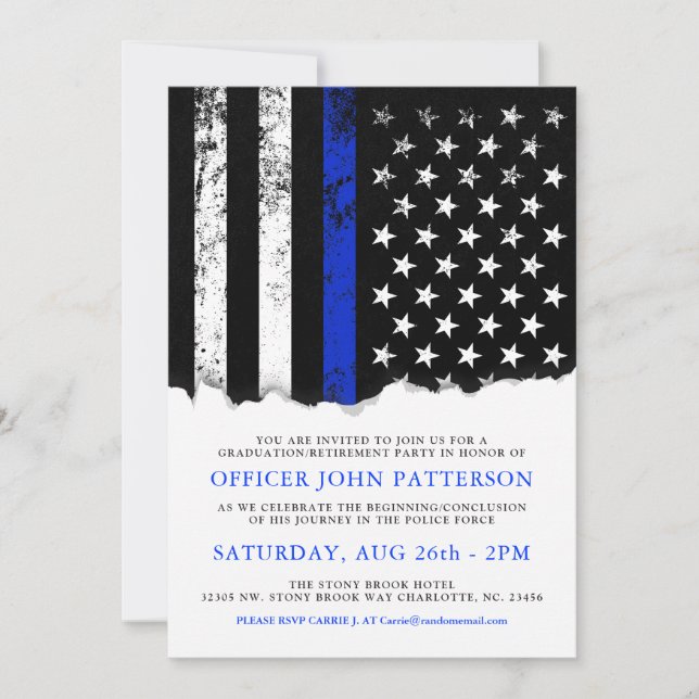 Invitation Police Style American Flag Party|Event WHT invitat (Devant)