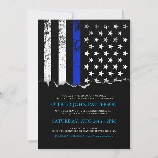 Invitation Police Style American Flag Party|Invitation de l'é (Devant)