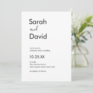 Invitation Polices minimalistes Couple noir et blanc mariage