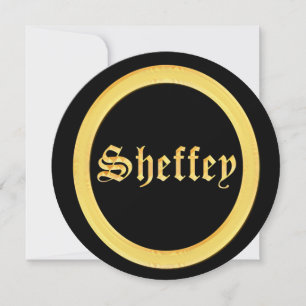 Invitation Polices Sheffey - Monogramme noir et or
