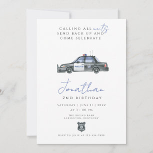 Invitation Policier Anniversaire Policeman voiture de flic