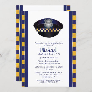 Invitation Policier Police Cop Casquette Graduation Party