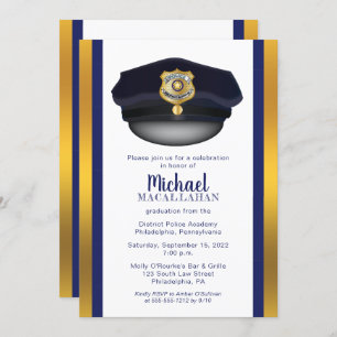 Invitation Policier Police Cop Casquette Graduation Party