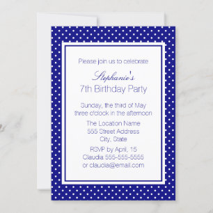 Invitation Polka bleu et blanc de la marine fête d'anniversai