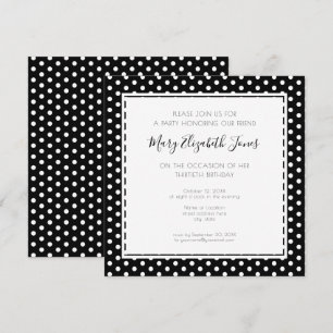 Invitation Polka Dot 30e Anniversaire Party Moderne Basic
