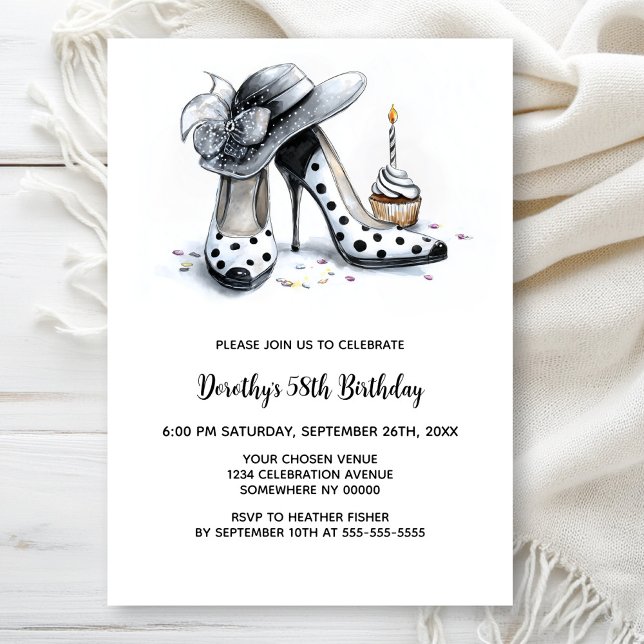 Invitation Polka Dot High Heel Shoes Birthday Party (Créateur téléchargé)