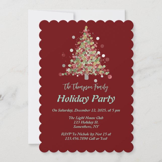 Invitation Polka Dot Tree Christmas Holiday Party (Devant)