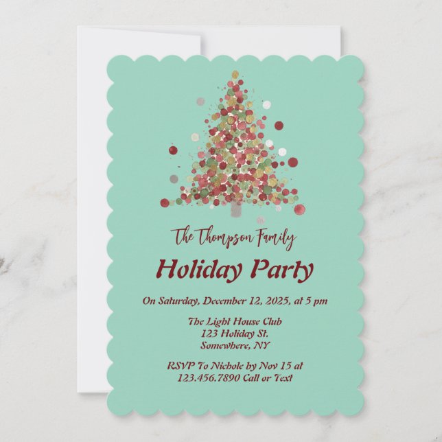 Invitation Polka Dot Tree Christmas Holiday Party (Devant)