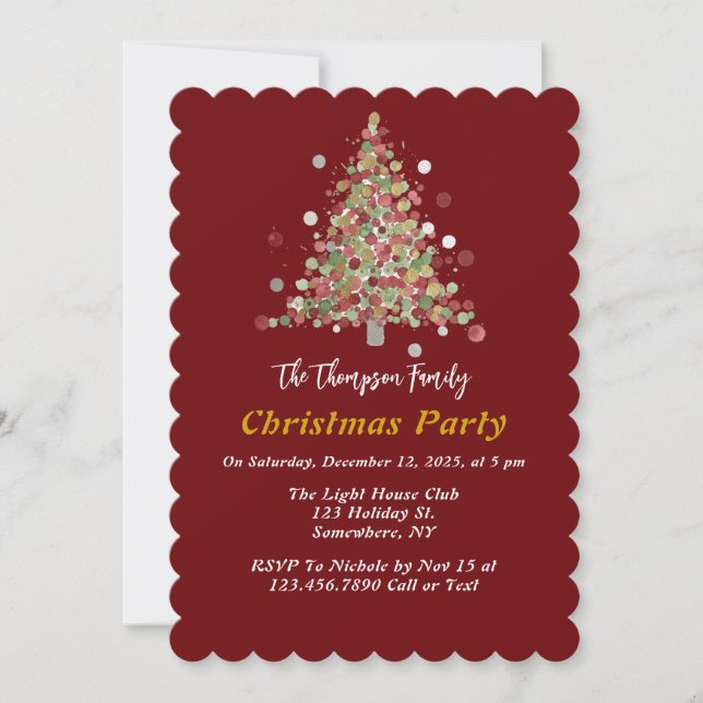 Invitation Polka Dot Tree Christmas Party (Devant)
