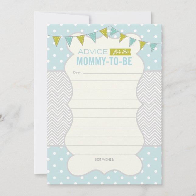 Invitation Polka Dota et Chevron Baby shower Advice Card (Devant)