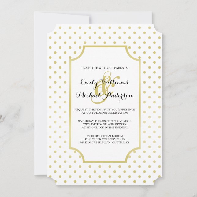 Invitation Polka-Dots Gold Foil (Devant)