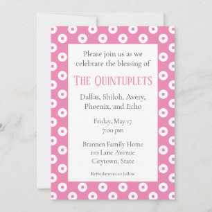 Invitation Polka-Dots rose et blanc Multiples Bénédiction pou