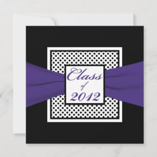 Invitation Polka noir violet blanc point photo Graduation