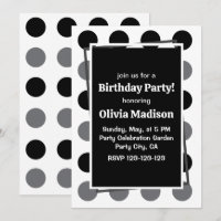 Polka noire gris point fête d'anniversaire