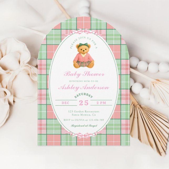 Invitation Polo Teddy Bear Baby shower rose (Créateur téléchargé)