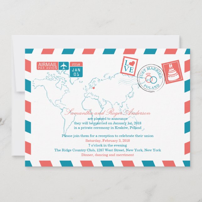 Invitation POLOGNE Mariage après la réception de mariage par  (Devant)