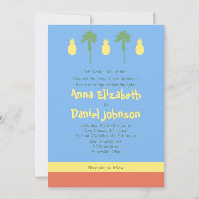 Invitation Polynésie rétro (Devant)