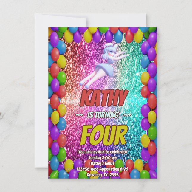 Invitation Pom-pom girl Bunny Pompom Fun anniversaire invitat (Devant)