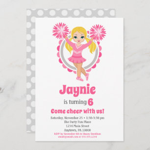 Invitation Pom-pom girl rose - Blonde Girls Cheer Anniversair