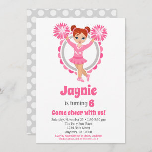 Invitation Pom-pom girl rose - Filles rousses Cheer Anniversa
