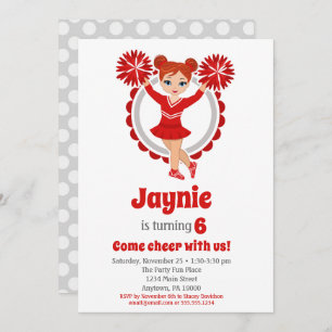 Invitation Pom-pom girl rouge - Filles à tête rouge Joyeux An