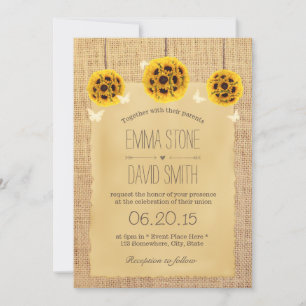 Invitation Pomanders de tournesol rustiques et Mariage de pap