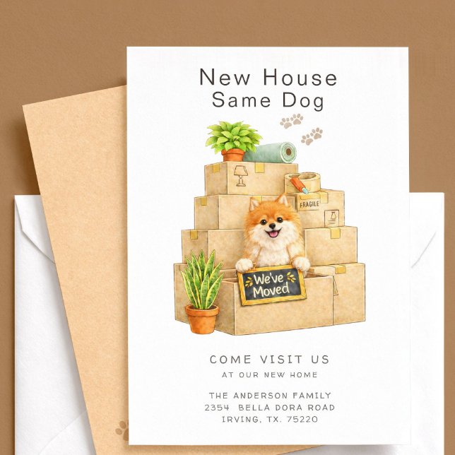 Invitation Pomeranian New House Moving Announcement (Créateur téléchargé)
