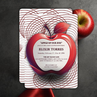 Invitation Pomme 3D de notre oeil Baby shower géométrique