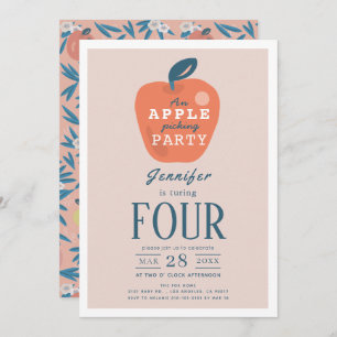 Invitation Pomme cueillette fille rose Anniversaire