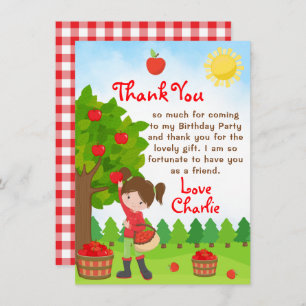 Invitation Pomme cueillir des cheveux Brown fille Anniversair