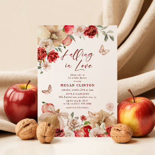 Invitation Pomme d'automne et Baby shower floral Citrouille