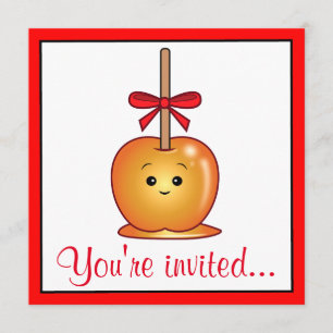 Invitation Pomme de caramel avec fête d'anniversaire de bow