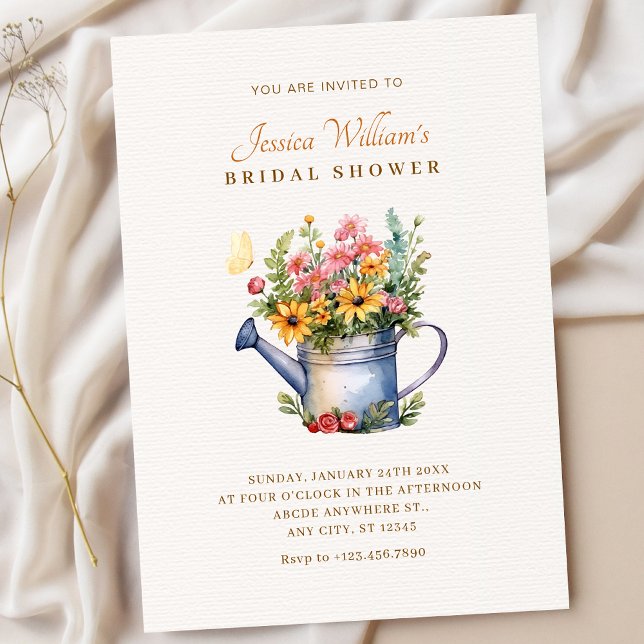 Invitation Pomme de douche de mariée à bouquet floral rustiqu (Créateur téléchargé)