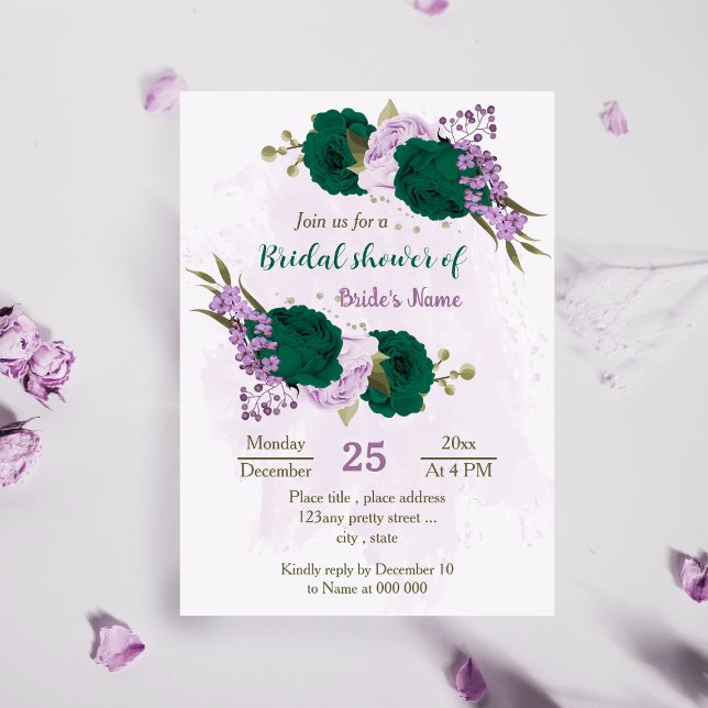 Invitation pomme de douche nuptiale vert émeraude (Créateur téléchargé)