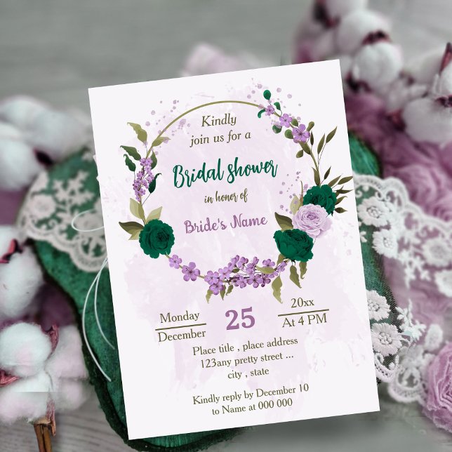 Invitation pomme de douche nuptiale vert émeraude (Créateur téléchargé)