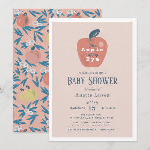 Invitation Pomme de mon Baby shower de fille rose de l'oeil