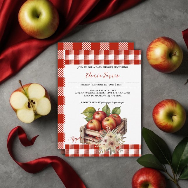Invitation Pomme de mon oeil Baby shower Red Orchard (Créateur téléchargé)